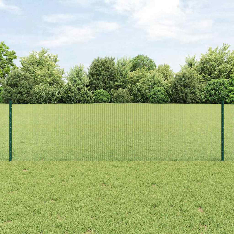 vidaXL Kerítés oszlopokkal Zöld 0.6 x 50 m Acél