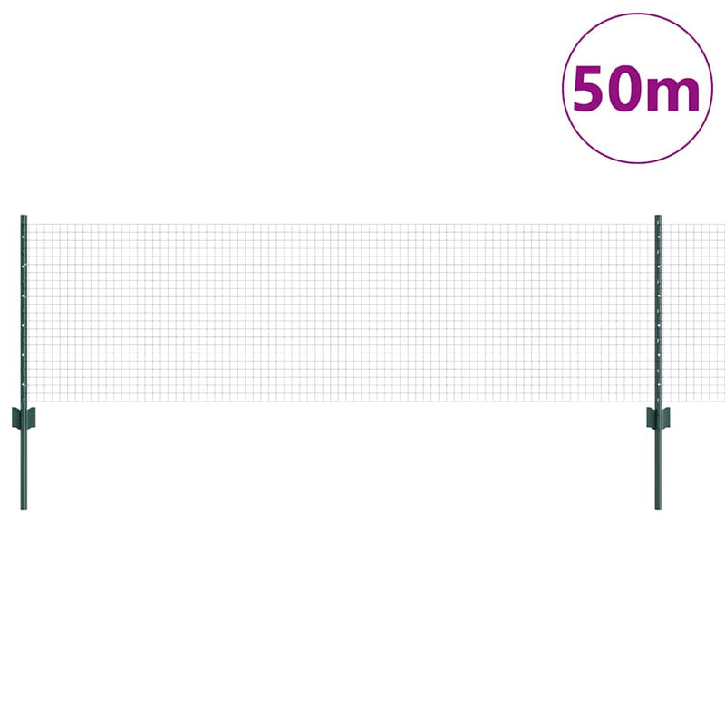 vidaXL Kerítés oszlopokkal Zöld 0.6 x 50 m Acél