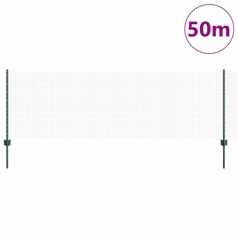 vidaXL Kerítés oszlopokkal Zöld 0.8 x 50 m Acél