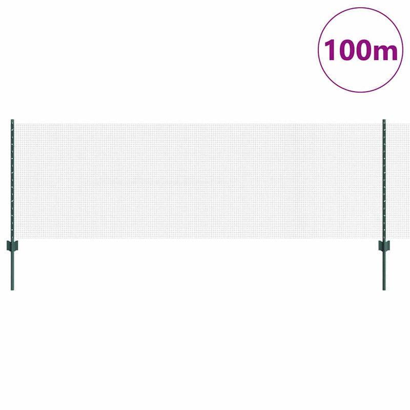 vidaXL Kerítés oszlopokkal Zöld 0.8 x 100 m Acél