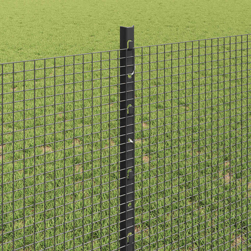 vidaXL Kerítés oszlopokkal Szürke 0.8 x 10 m Acél