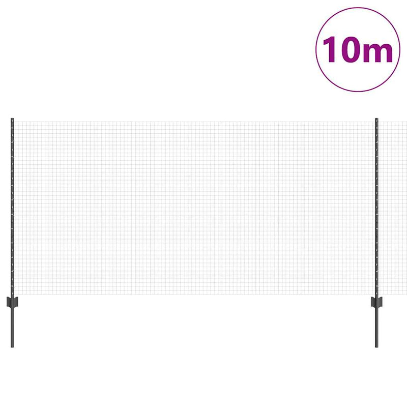 vidaXL Kerítés oszlopokkal Szürke 1.2 x 10 m Acél