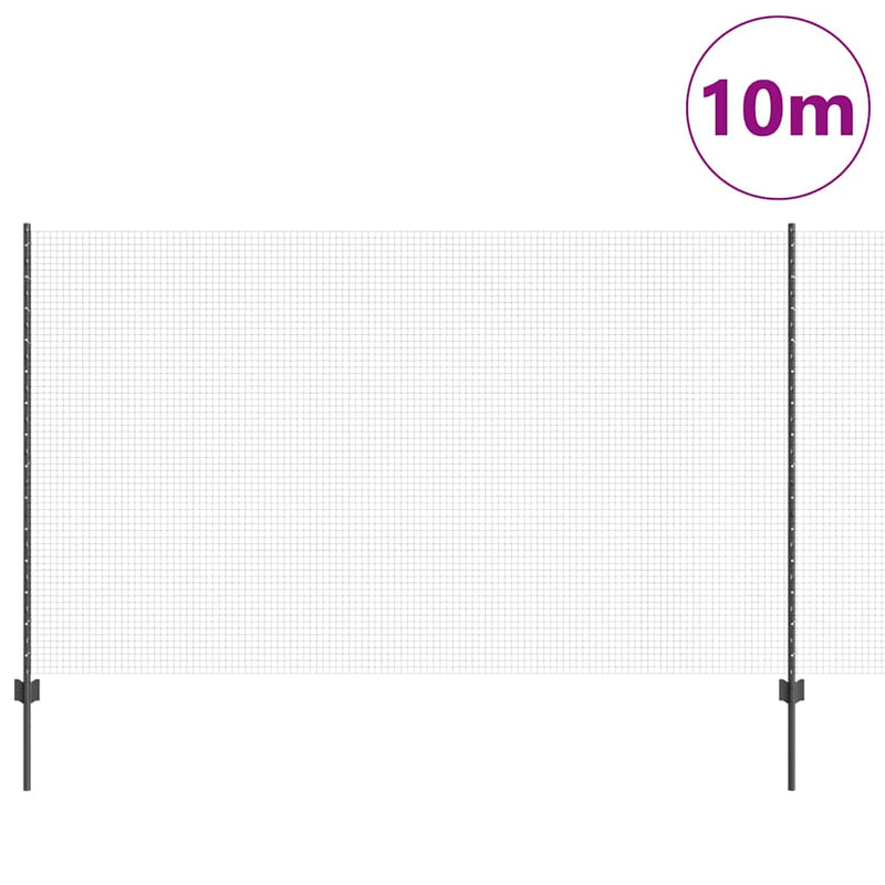 vidaXL Kerítés oszlopokkal Szürke 1.4 x 10 m Acél
