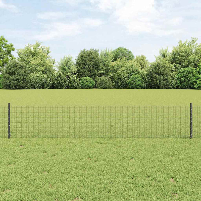 vidaXL Kerítés oszlopokkal Szürke 0,4 x 25 m Acél
