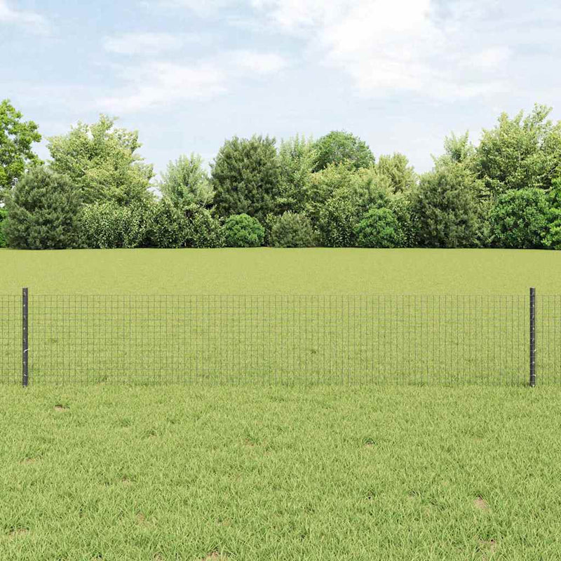 vidaXL Kerítés oszlopokkal Szürke 0,4 x 25 m Acél