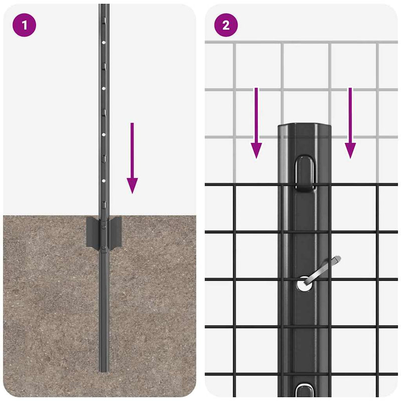 vidaXL Kerítés oszlopokkal Szürke 0.8 x 25 m Acél