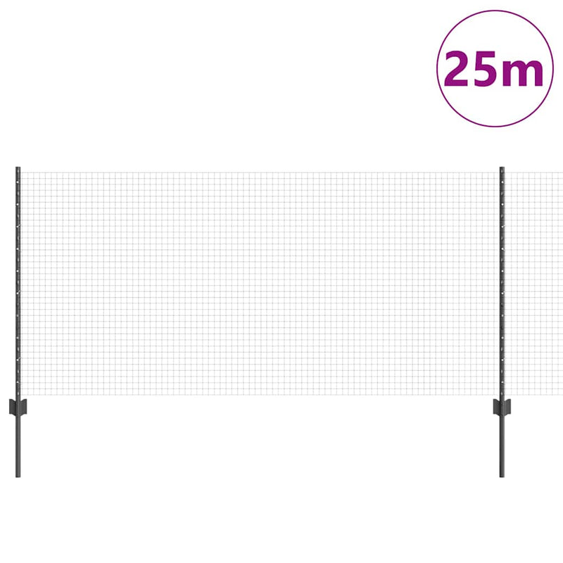vidaXL Kerítés oszlopokkal Szürke 1 x 25 m Acél
