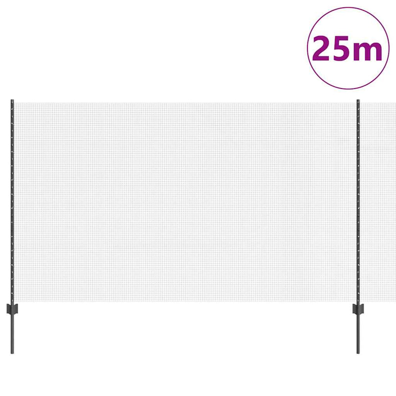 vidaXL Kerítés oszlopokkal Szürke 1.4 x 25 m Acél