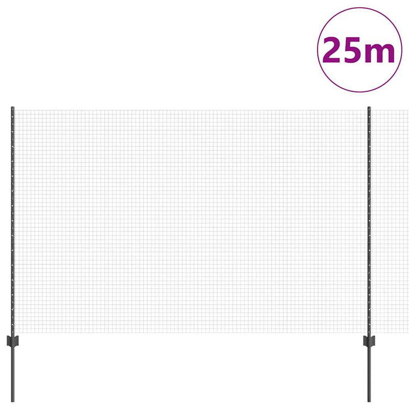 vidaXL Kerítés oszlopokkal Szürke 1.5 x 25 m Acél