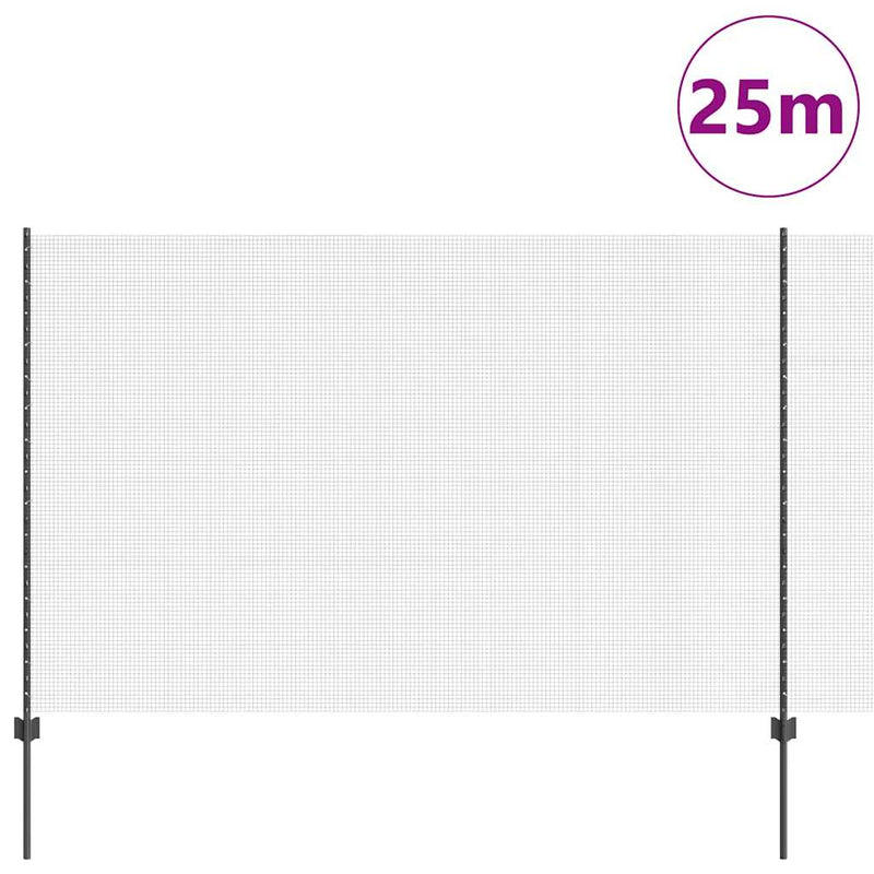 vidaXL Kerítés oszlopokkal Szürke 1.6 x 25 m Acél