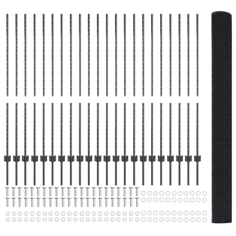 vidaXL Kerítés oszlopokkal Szürke 1.4 x 50 m Acél