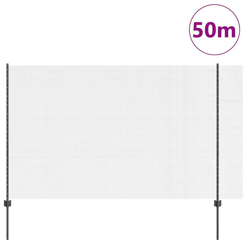 vidaXL Kerítés oszlopokkal Szürke 1.5 x 50 m Acél