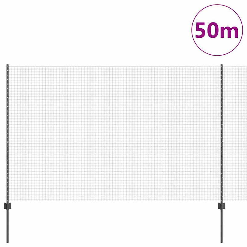 vidaXL Kerítés oszlopokkal Szürke 1.5 x 50 m Acél