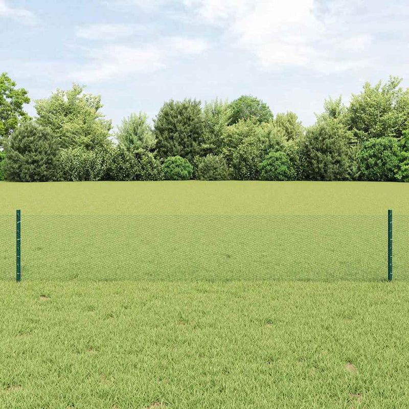 vidaXL Kerítés oszlopokkal Zöld 0,4 x 10 m Acél