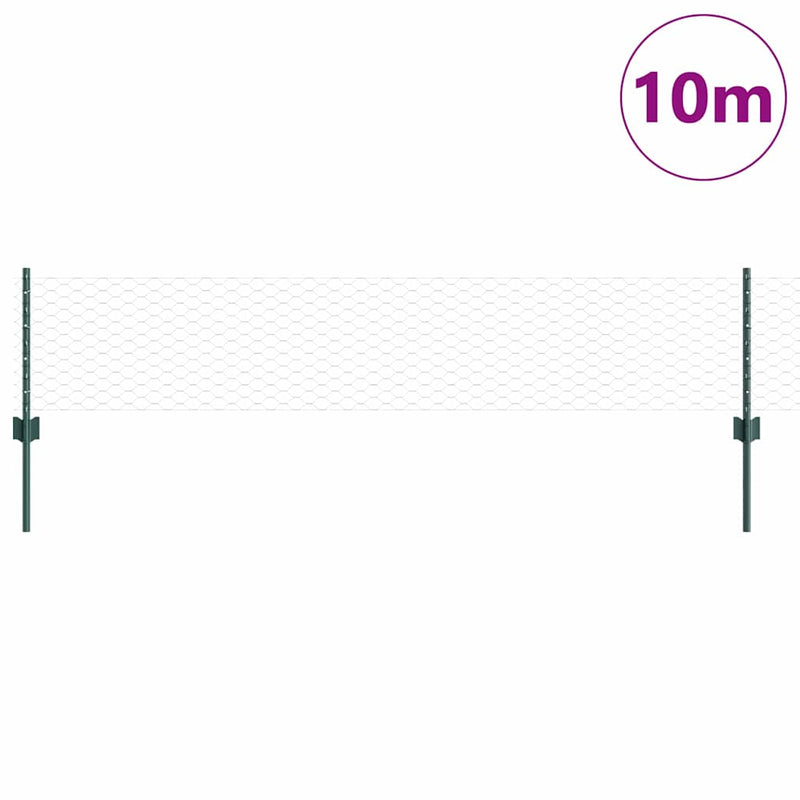vidaXL Kerítés oszlopokkal Zöld 0,4 x 10 m Acél