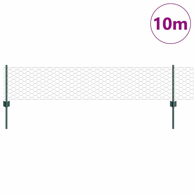 vidaXL Kerítés oszlopokkal Zöld 0,4 x 10 m Acél