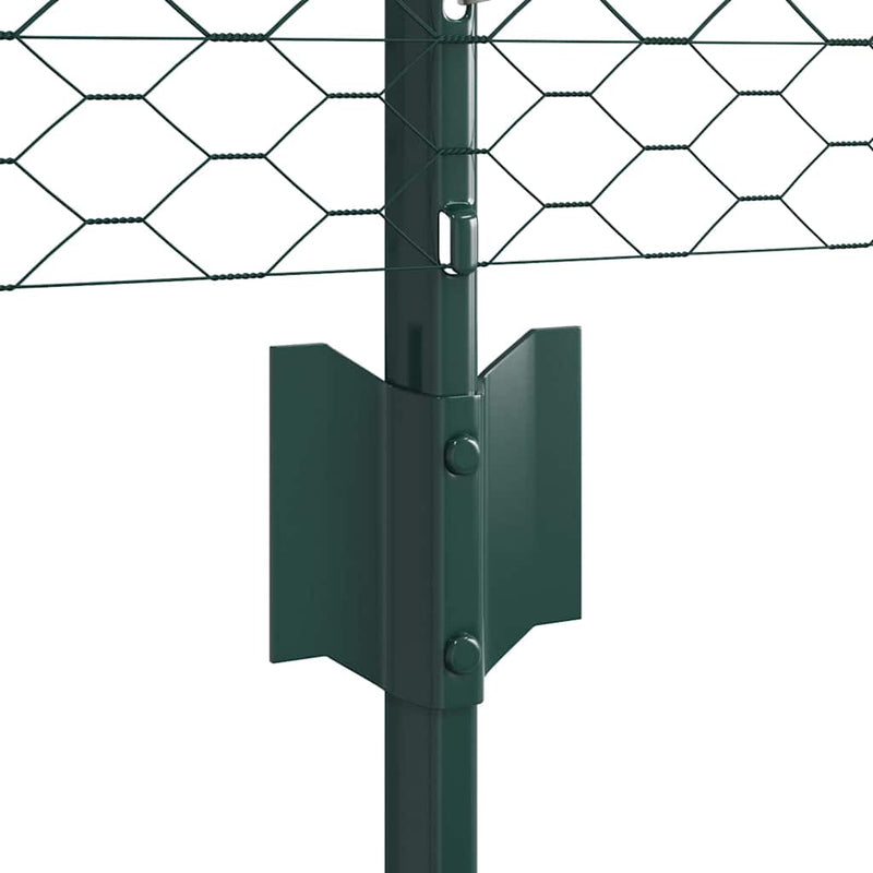 vidaXL Kerítés oszlopokkal Zöld 0.5 x 10 m Acél