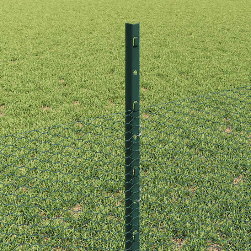 vidaXL Kerítés oszlopokkal Zöld 0.5 x 10 m Acél