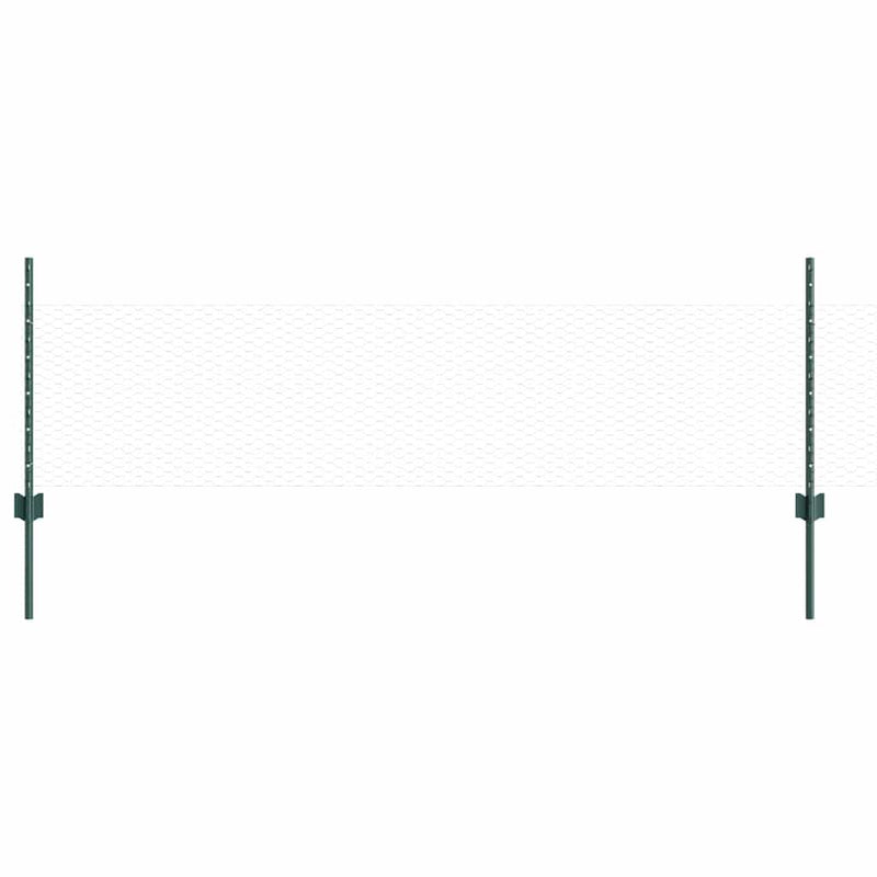 vidaXL Kerítés oszlopokkal Zöld 0.5 x 10 m Acél