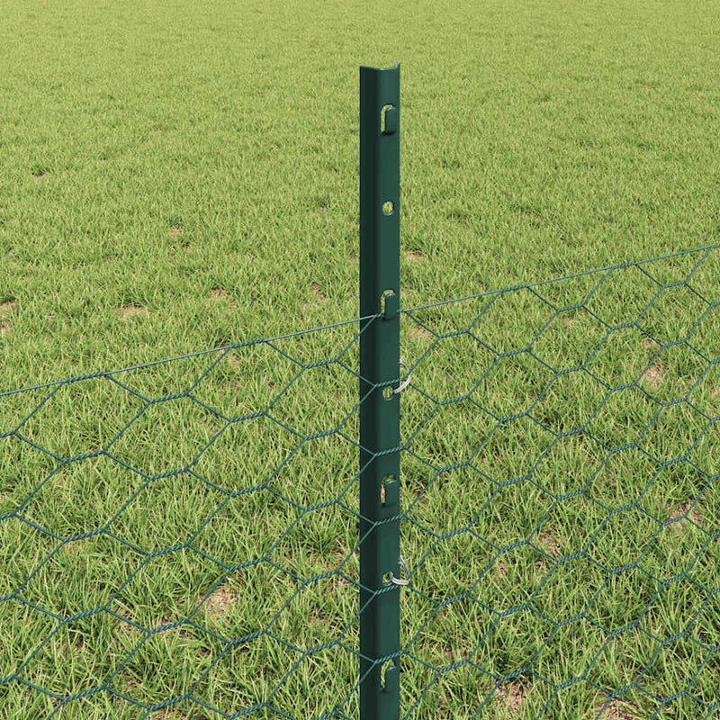 vidaXL Kerítés oszlopokkal Zöld 0.5 x 10 m Acél