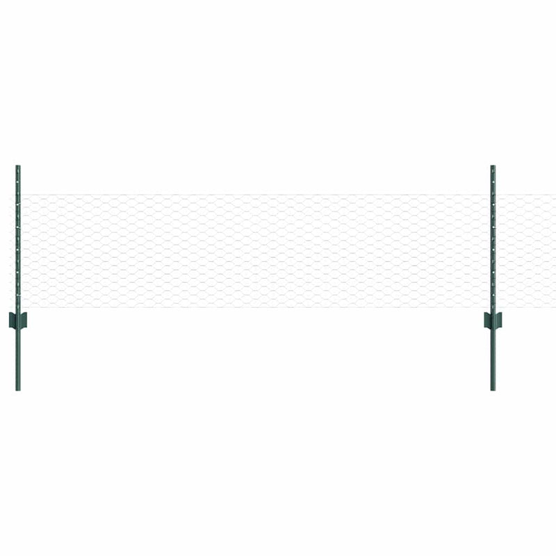 vidaXL Kerítés oszlopokkal Zöld 0.5 x 10 m Acél