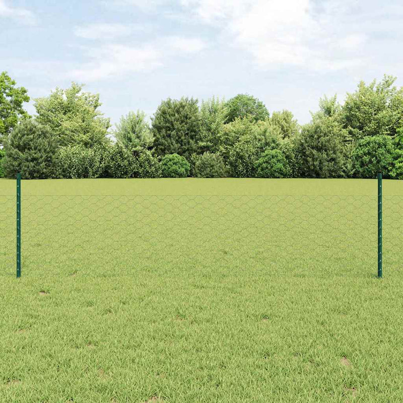 vidaXL Kerítés oszlopokkal Zöld 0.5 x 10 m Acél