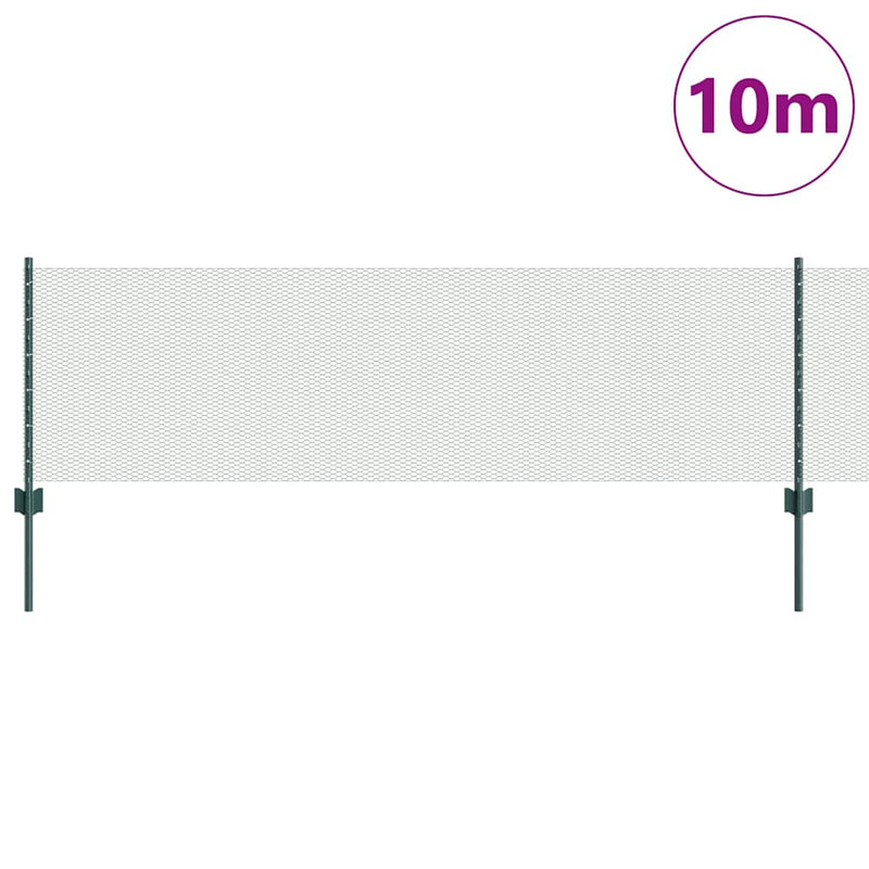 vidaXL Kerítés oszlopokkal Zöld 0,6 x 10 m Acél