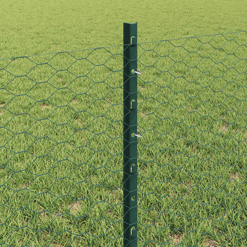 vidaXL Kerítés oszlopokkal Zöld 0,6 x 10 m Acél