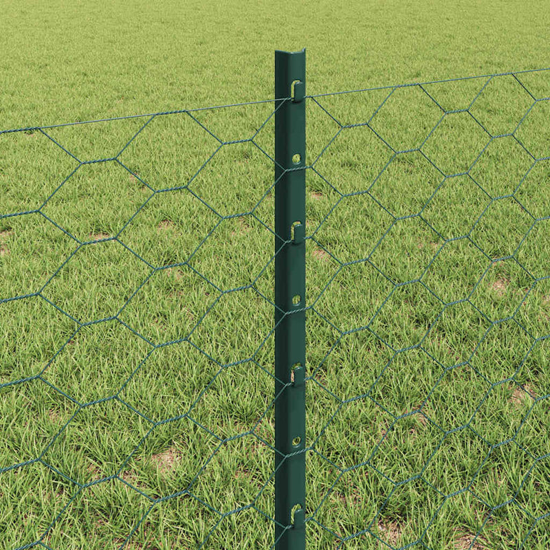 vidaXL Kerítés oszlopokkal Zöld 0,6 x 10 m Acél