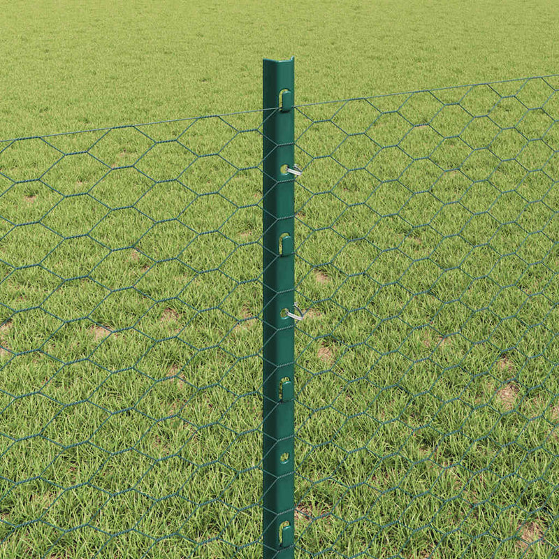 vidaXL Kerítés oszlopokkal Zöld 0.8 x 10 m Acél