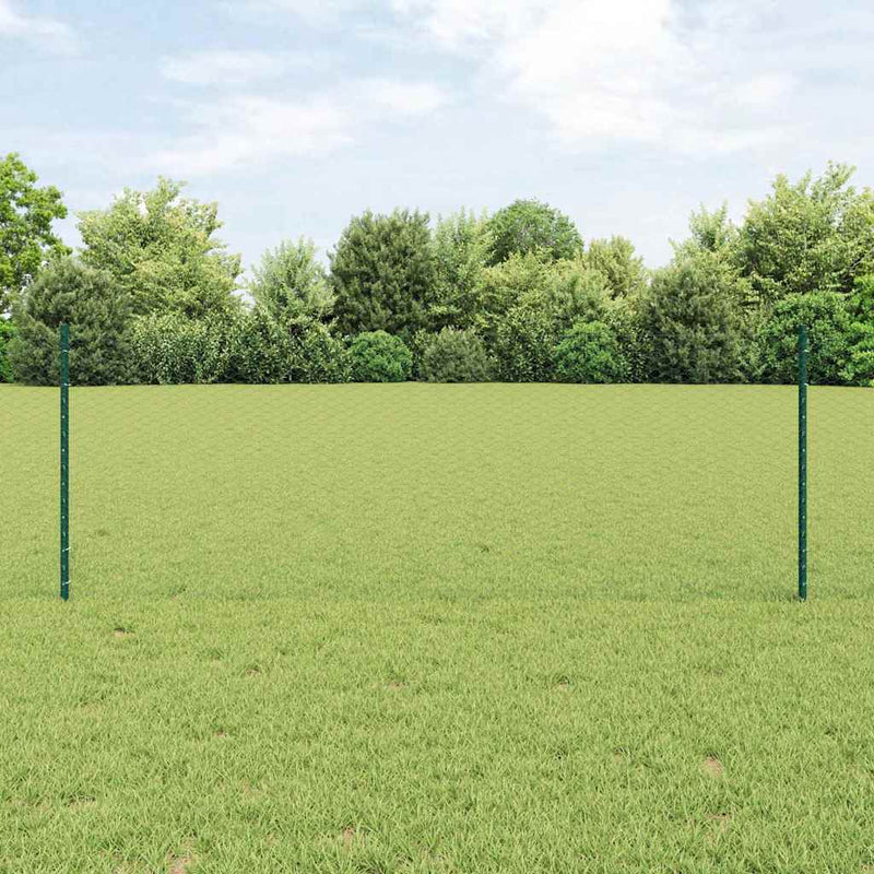 vidaXL Kerítés oszlopokkal Zöld 0.8 x 10 m Acél