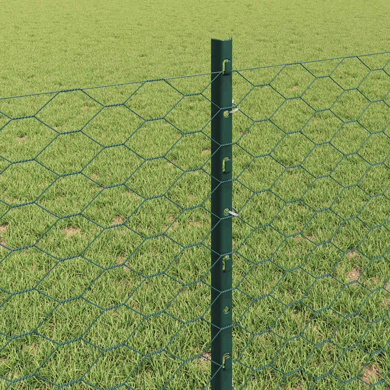 vidaXL Kerítés oszlopokkal Zöld 0.8 x 10 m Acél