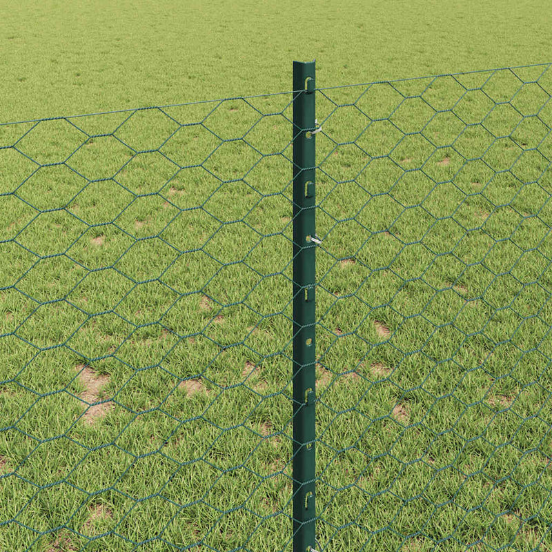 vidaXL Kerítés oszlopokkal Zöld 1 x 10 m Acél