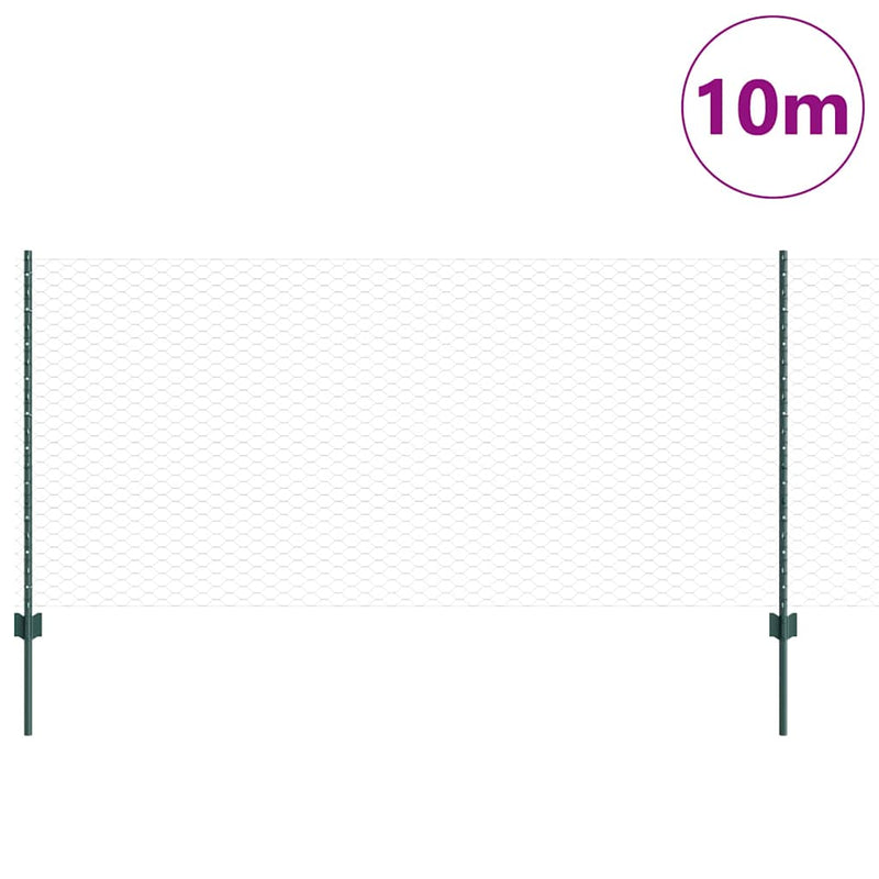 vidaXL Kerítés oszlopokkal Zöld 1 x 10 m Acél