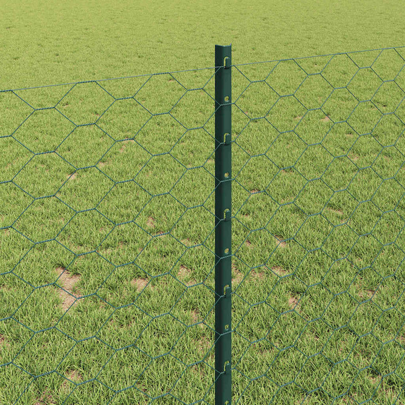 vidaXL Kerítés oszlopokkal Zöld 1 x 10 m Acél