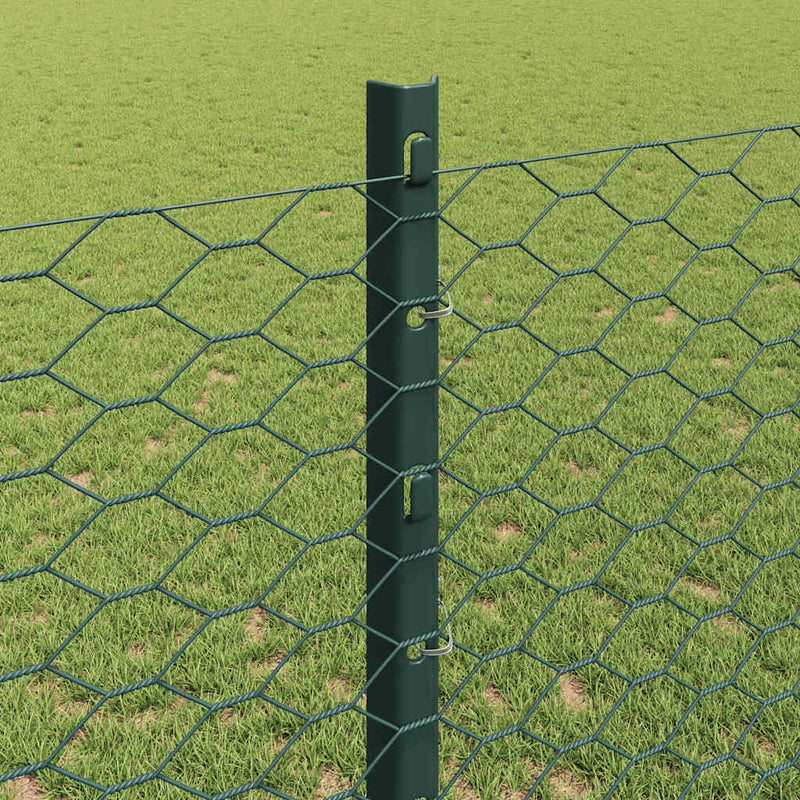 vidaXL Kerítés oszlopokkal Zöld 1.2 x 10 m Acél