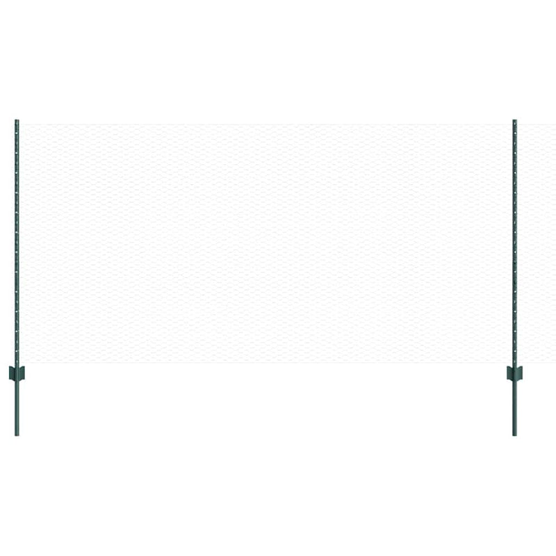 vidaXL Kerítés oszlopokkal Zöld 1.2 x 10 m Acél