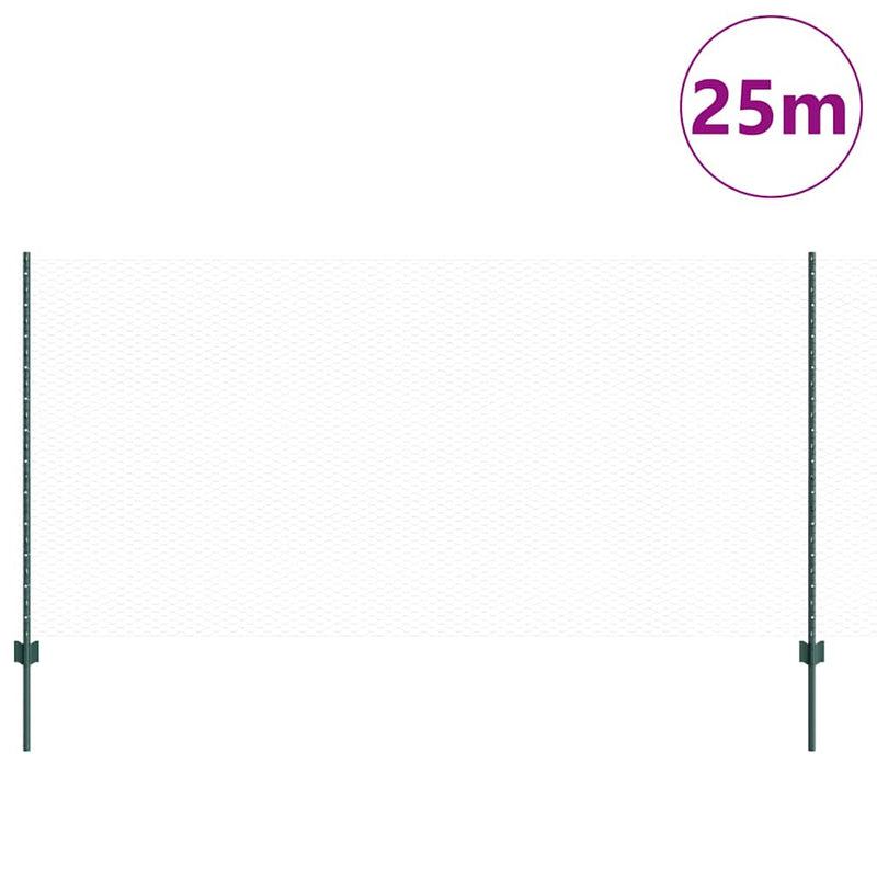 vidaXL Kerítés oszlopokkal Zöld 1.2 x 10 m Acél