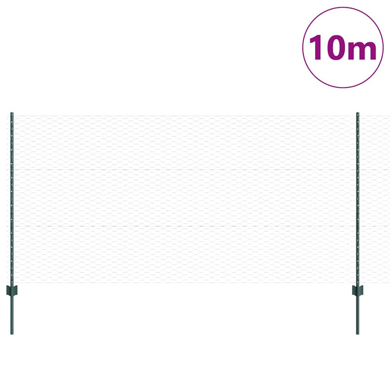 vidaXL Kerítés oszlopokkal Zöld 1.2 x 10 m Acél