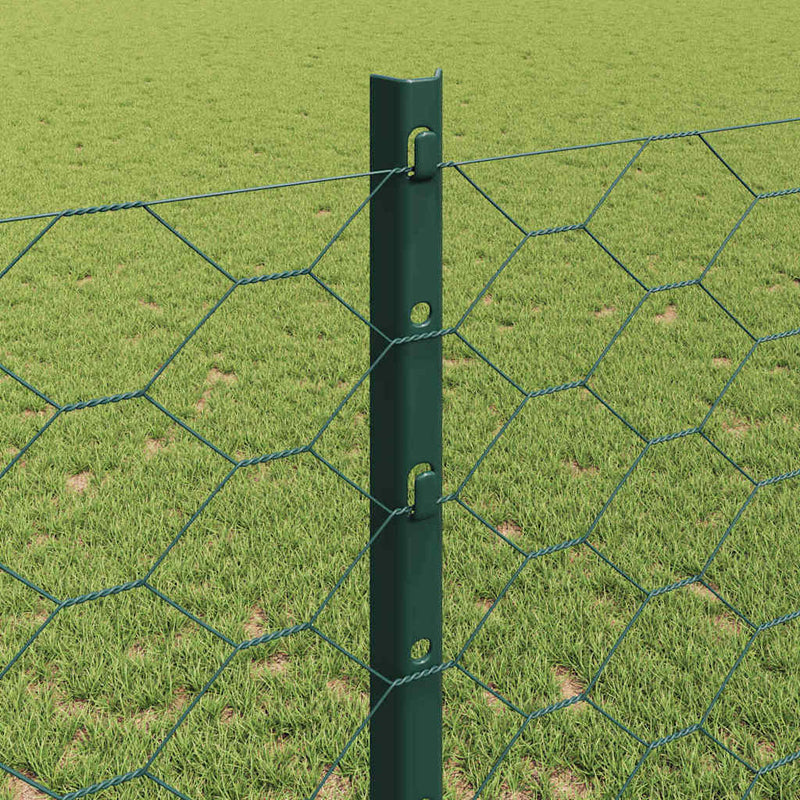 vidaXL Kerítés oszlopokkal Zöld 1.2 x 10 m Acél