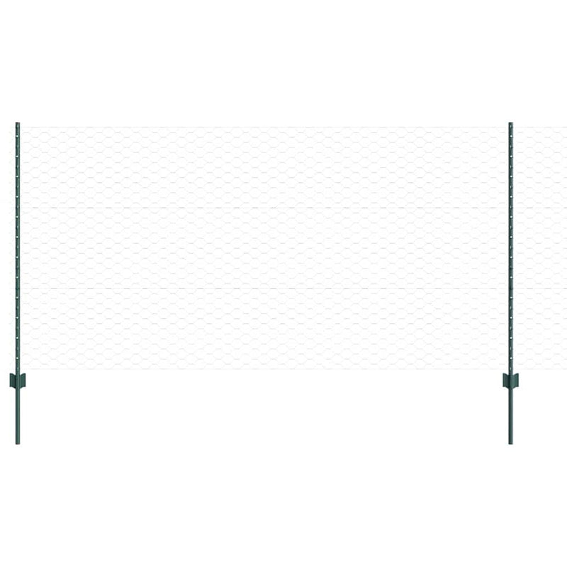 vidaXL Kerítés oszlopokkal Zöld 1.2 x 10 m Acél