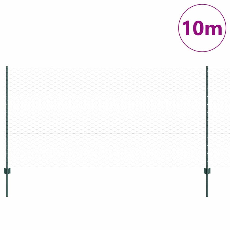 vidaXL Kerítés oszlopokkal Zöld 1.2 x 10 m Acél