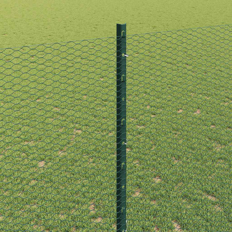 vidaXL Kerítés oszlopokkal Zöld 1.4 x 10 m Acél