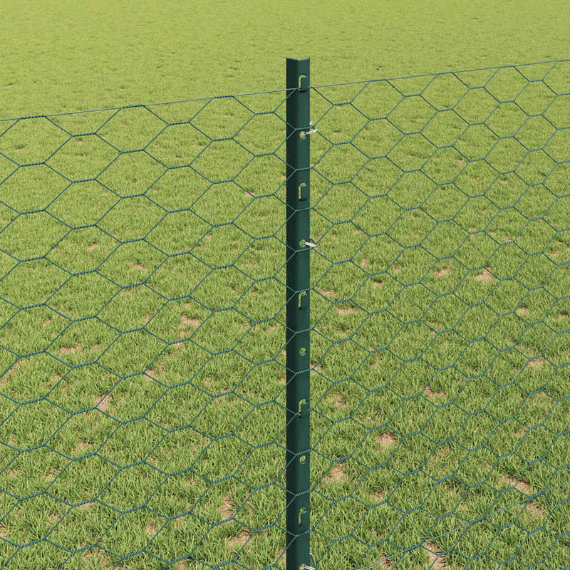 vidaXL Kerítés oszlopokkal Zöld 1.4 x 10 m Acél