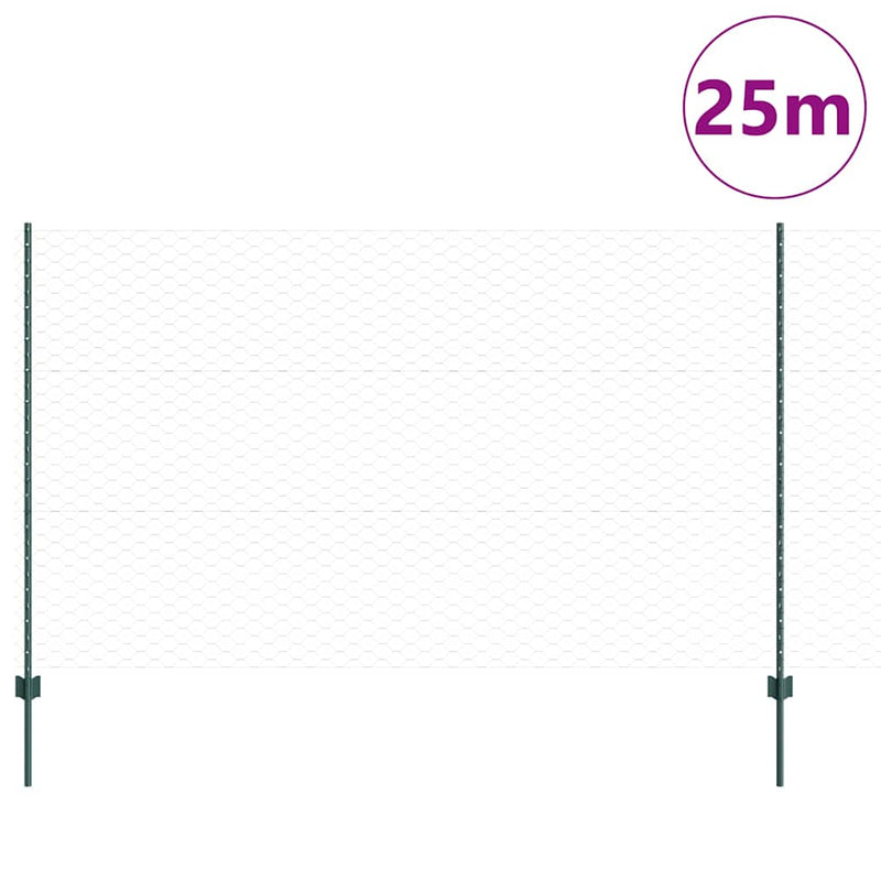 vidaXL Kerítés oszlopokkal Zöld 1.4 x 10 m Acél