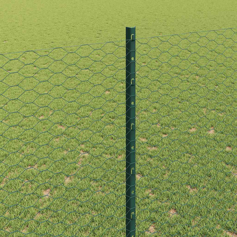 vidaXL Kerítés oszlopokkal Zöld 1.5 x 10 m Acél