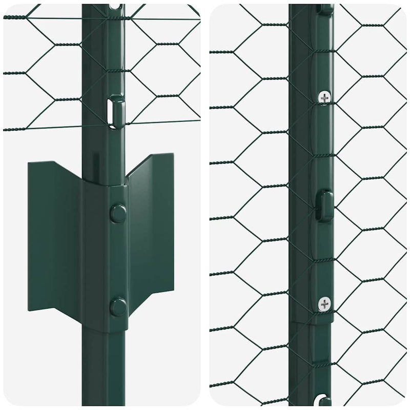 vidaXL Kerítés oszlopokkal Zöld 1.6 x 10 m Acél