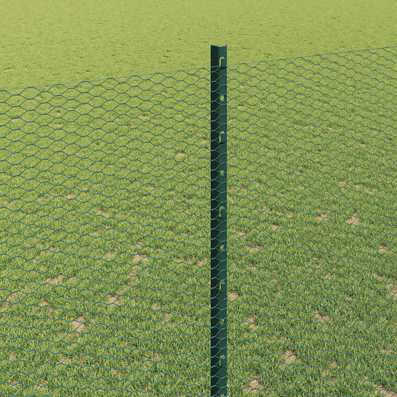 vidaXL Kerítés oszlopokkal Zöld 1.6 x 10 m Acél