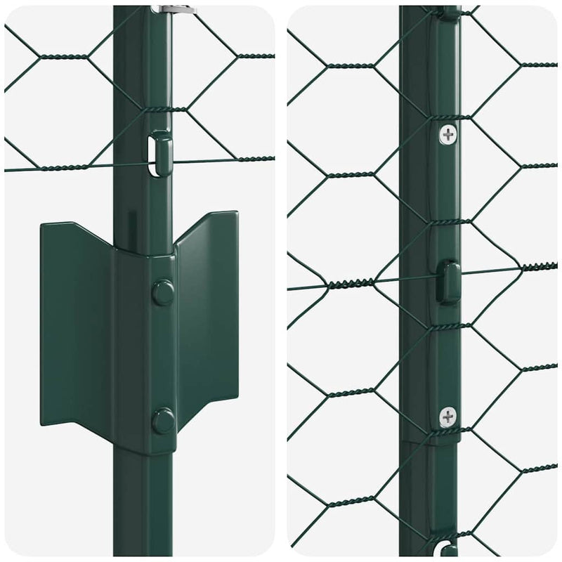 vidaXL Kerítés oszlopokkal Zöld 1.6 x 10 m Acél