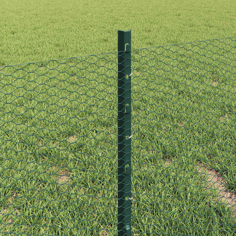 vidaXL Kerítés oszlopokkal Zöld 0,4 x 25 m Acél